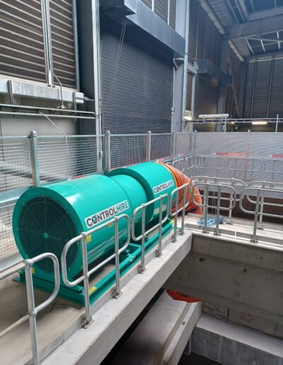 Control Hire's Axial Fan 1000mm with silencer and ducts